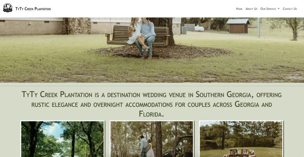 Couple walking through trees